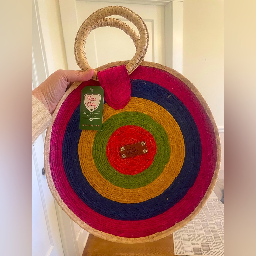 NWT Handwoven Palm Round Purse